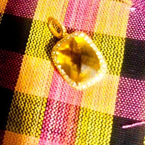 19k solid yellow gold diamonds and natural citrine pendant - Picture 3 of 5
